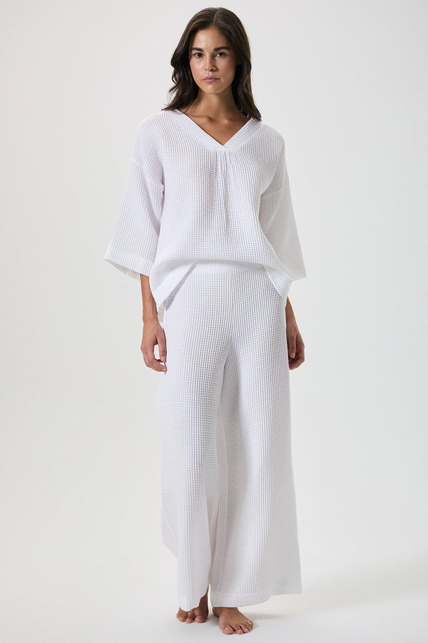 %100 pamuk waffle rahat kesim pijama takımı