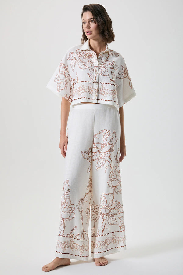 %100 keten bol paça pantolon gömlek takım